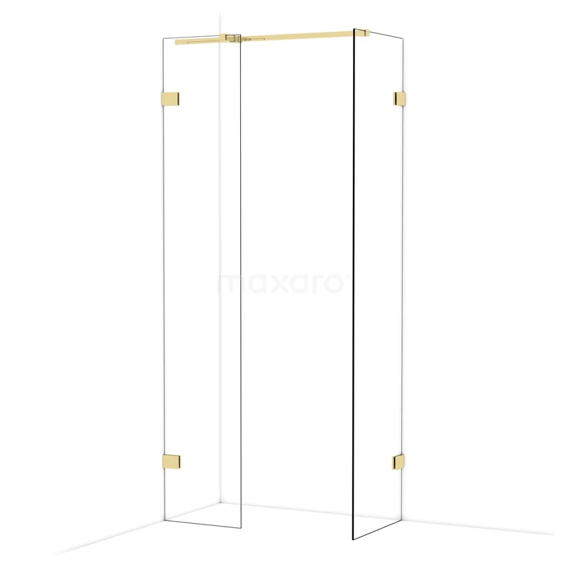 Diamond Inloopdouche | 50x40 cm Glanzend lichtgoud Helder glas 2 vaste wanden IDB0405320GLG