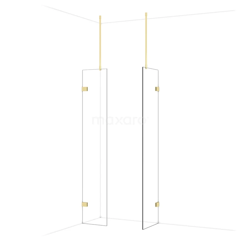 Begehbare Duschen IDB0405920GLG Transparente Glastür Duschewand mit goldfarbenen Befestigungen, minimalistisches Design für moderne Badezimmer Renovierung.