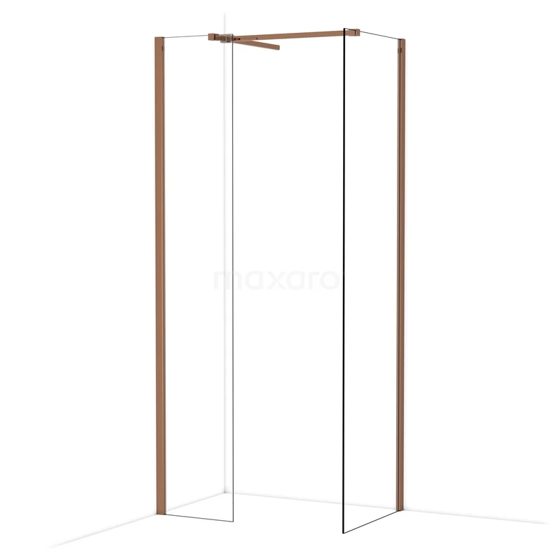 Diamond Inloopdouche | 60x40 cm Glanzend koper Helder glas 2 vaste wanden IDB0406510GKP