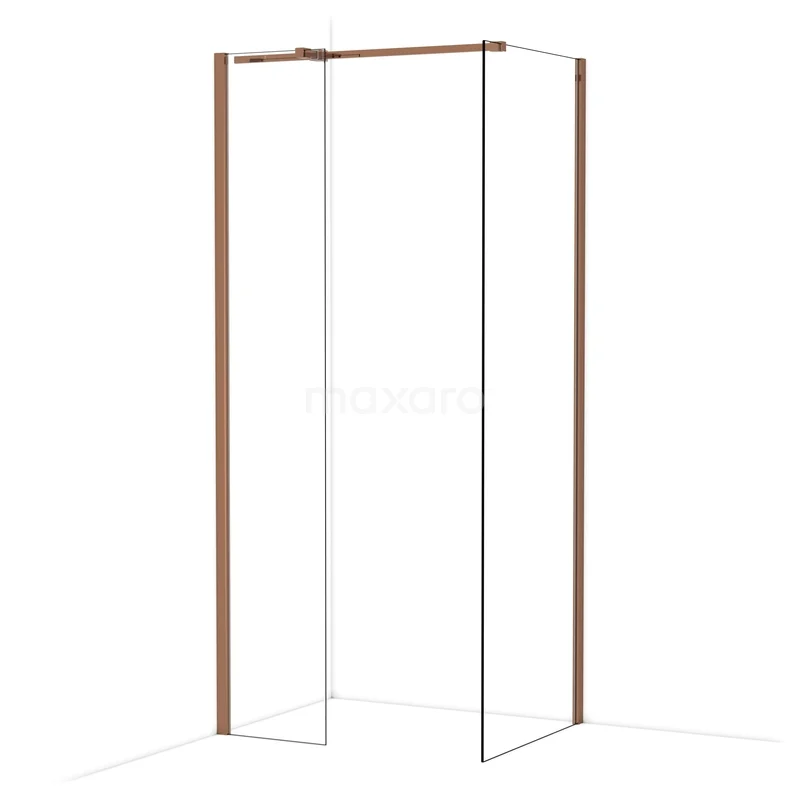 Begehbare Duschen IDB0407310GKP Glas Duschwand mit Eckprofilen in Roségold, elegantes Design für ein modernes Badezimmer.