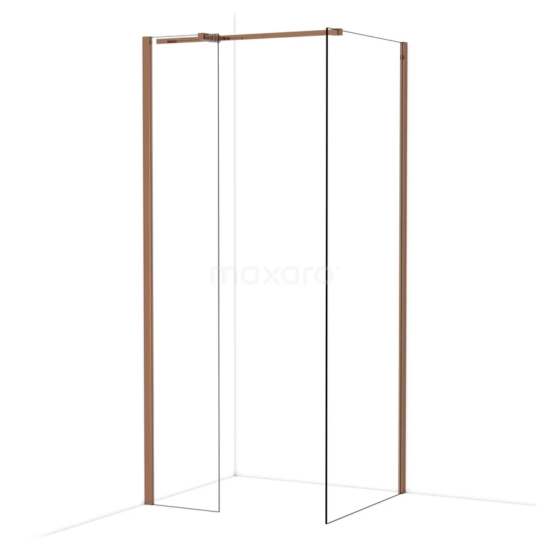 Diamond Inloopdouche | 80x40 cm Glanzend koper Helder glas 2 vaste wanden IDB0408310GKP Diamond Inloopdouche | 80x40 cm Glanzend koper Helder glas 2 vaste wanden IDB0408310GKP