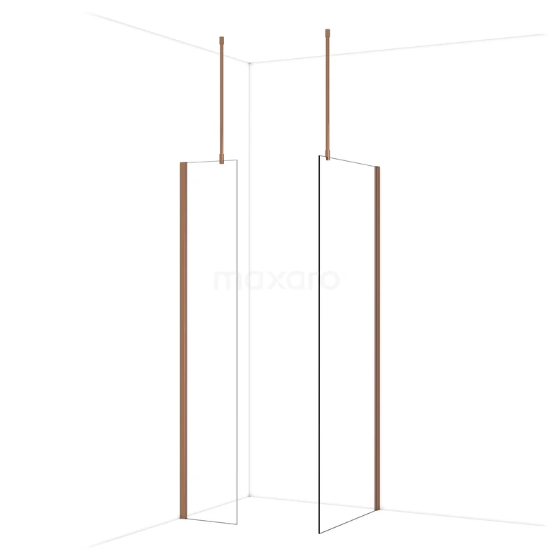 Begehbare Duschen IDB0408910GKP Duschwand mit schlanken, geraden Linien, transparentem Glas und Messingdetails. Modernes Badezimmerdesign mit Premium-Ausstrahlung.