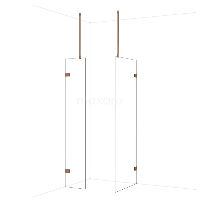 Begehbare Duschen IDB0408920GKP Transparente Duschwand aus Glas mit kupferfarbenen Akzenten, ideal für ein modernes Badezimmer.