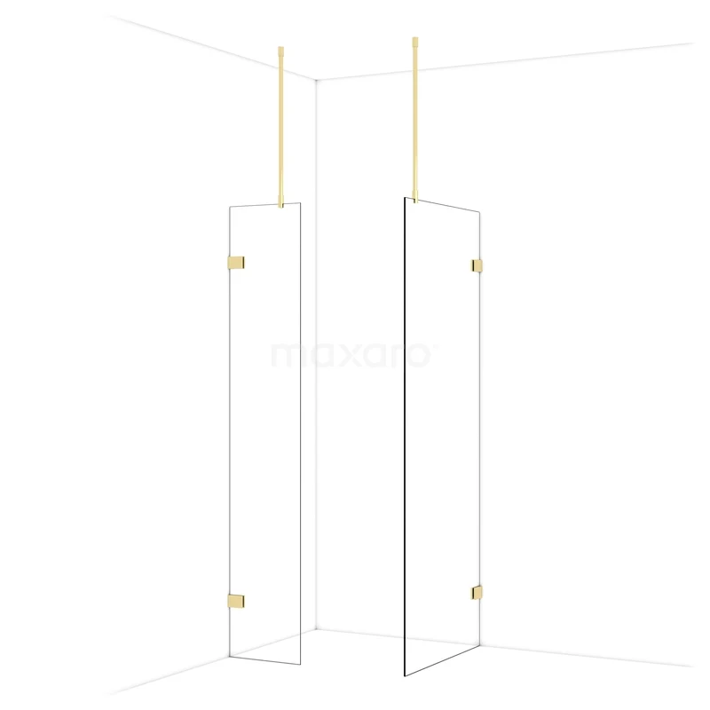 Begehbare Duschen IDB0408920GLG Glas Duschwand mit Gold Details, minimalistisches Design, ideal für ein modernes Badezimmer.