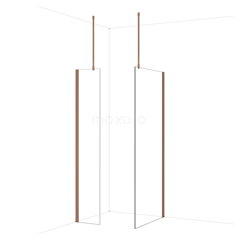 Diamond Walk-in shower | 90x40 cm Glanzend koper Clear glass 2 fixed walls IDB0409910GKP Diamond Walk-in shower | 90x40 cm Glanzend koper Clear glass 2 fixed walls IDB0409910GKP