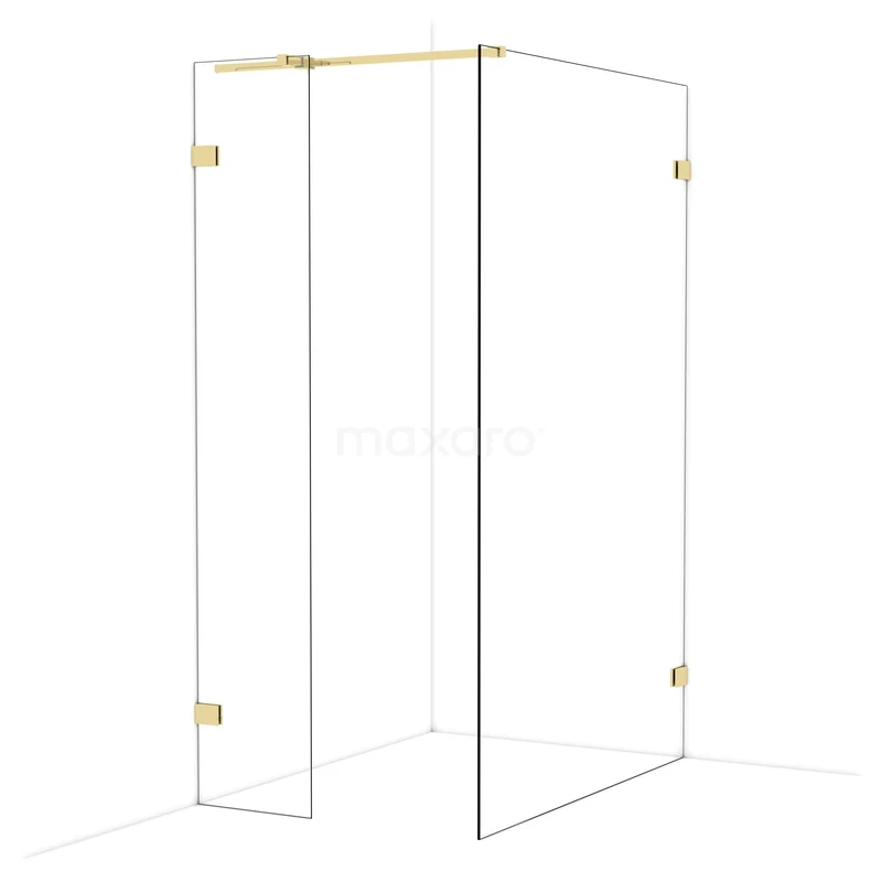 Diamond Inloopdouche | 130x40 cm Glanzend lichtgoud Helder glas 2 vaste wanden IDB0413320GLG Diamond Inloopdouche | 130x40 cm Glanzend lichtgoud Helder glas 2 vaste wanden IDB0413320GLG