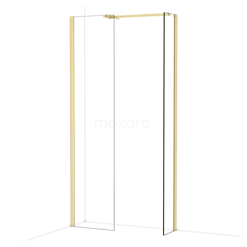 Diamond Inloopdouche | 50x30 cm Glanzend lichtgoud Helder glas 2 vaste wanden IDB0503510GLG