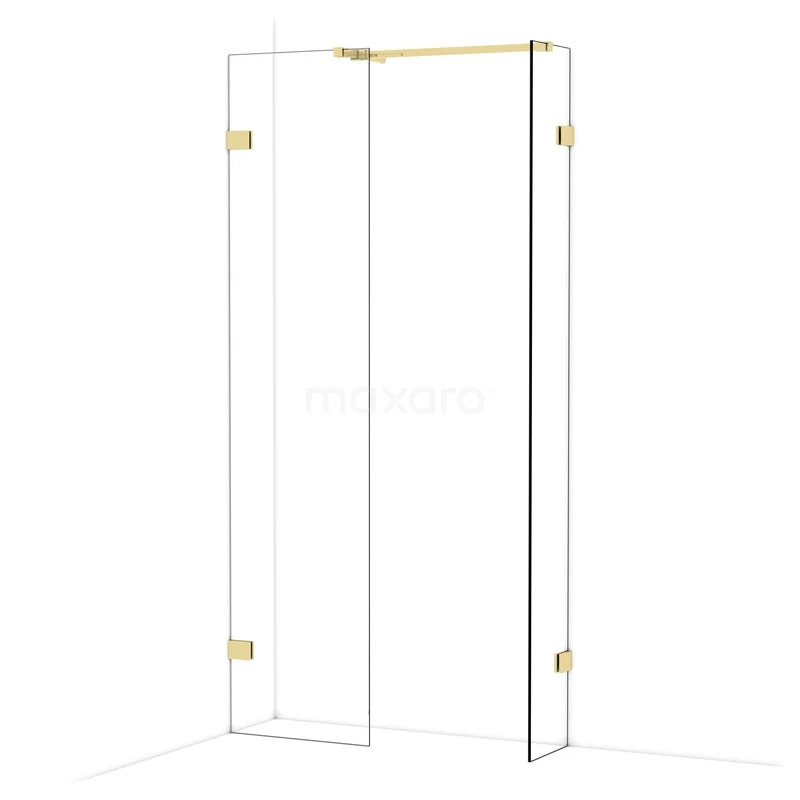 Diamond Inloopdouche | 50x30 cm Glanzend lichtgoud Helder glas 2 vaste wanden IDB0503520GLG