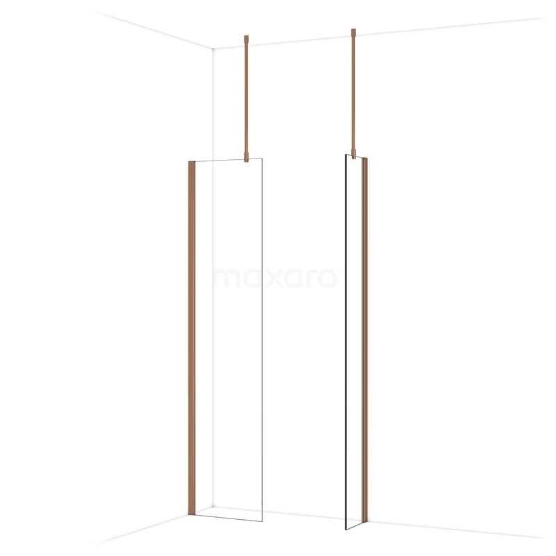 Begehbare Duschen IDB0503910GKP Moderne begehbare Dusche mit Glaswänden und schlanken rosé goldenen Profilen, perfekt für einen stilvollen Badezimmerstil.