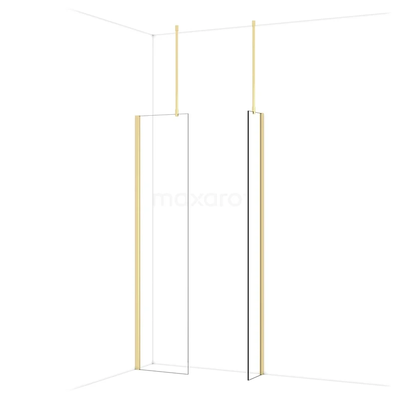 Begehbare Duschen IDB0503910GLG Goldfarbenes Einbauprofil für Duschwand, minimalistisches Design, geeignet für luxuriöse Badezimmerinterieurs.