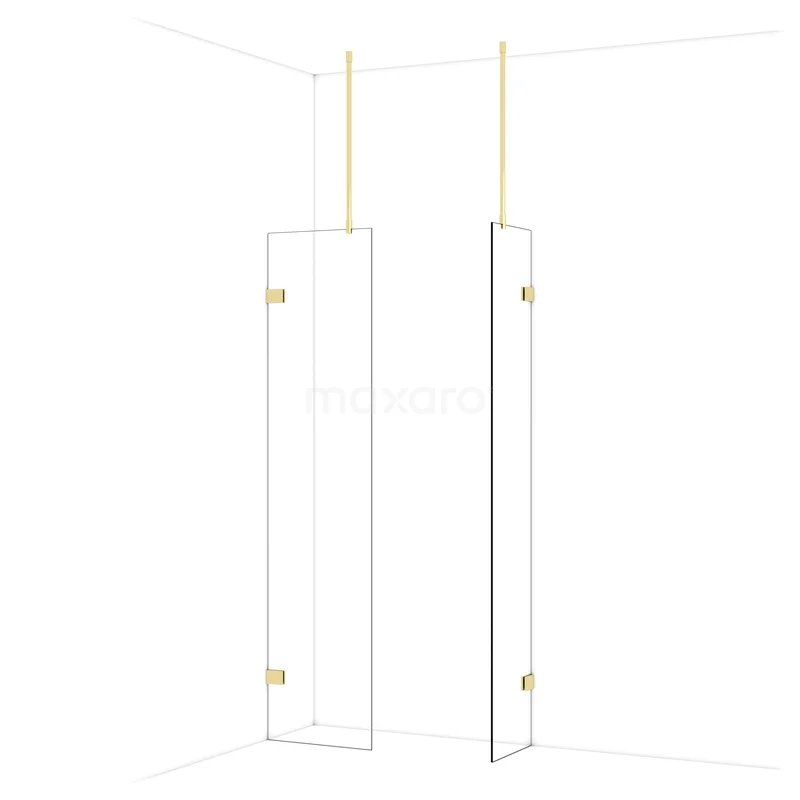 Diamond Inloopdouche | 50x40 cm Glanzend lichtgoud Helder glas 2 vaste wanden IDB0504920GLG Diamond Inloopdouche | 50x40 cm Glanzend lichtgoud Helder glas 2 vaste wanden IDB0504920GLG