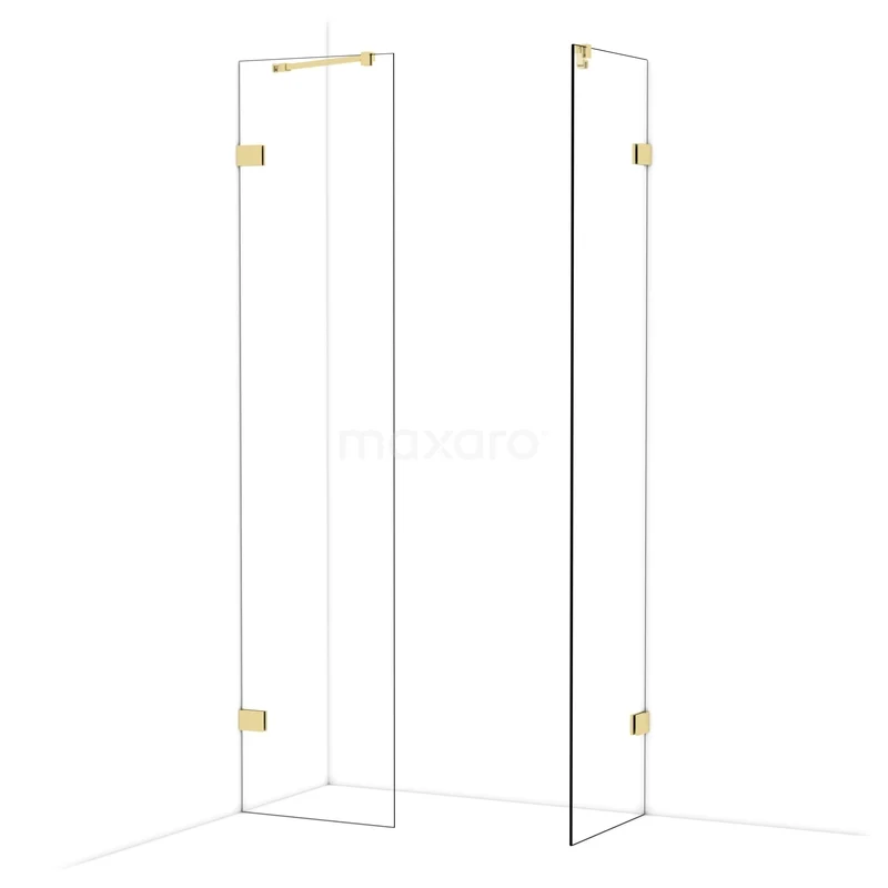 Begehbare Duschen IDB0505420GLG Glasene Duschwand mit goldfarbenen Scharnieren, elegantes Design, perfekt für ein modernes Badezimmer.