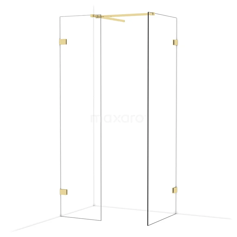 Begehbare Duschen IDB0507520GLG Glas Duschkabine mit Gold Akzenten, Eckdesign und minimalistischer Ausstrahlung für ein modernes Badezimmer.