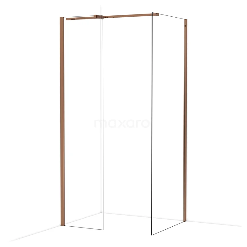 Diamond Inloopdouche | 80x50 cm Glanzend koper Helder glas 2 vaste wanden IDB0508310GKP Diamond Inloopdouche | 80x50 cm Glanzend koper Helder glas 2 vaste wanden IDB0508310GKP