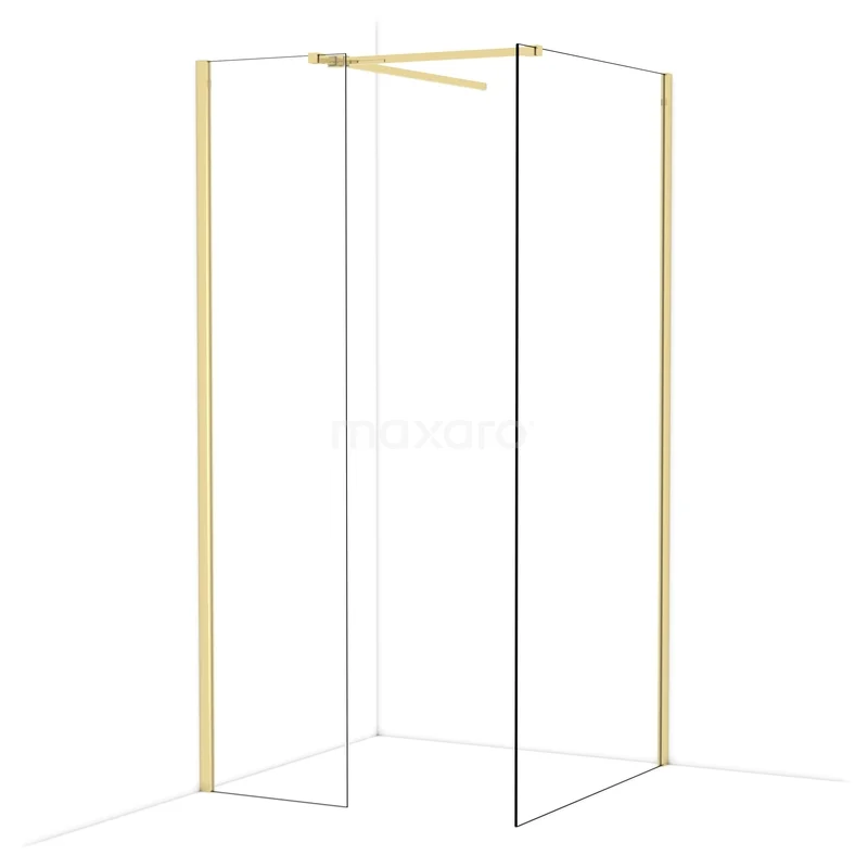 Begehbare Duschen IDB0510510GLG Goldfarbene quadratische Duschwand mit minimalistischem Design, hergestellt aus Glas und Aluminium, ideal für ein modernes Badezimmer.
