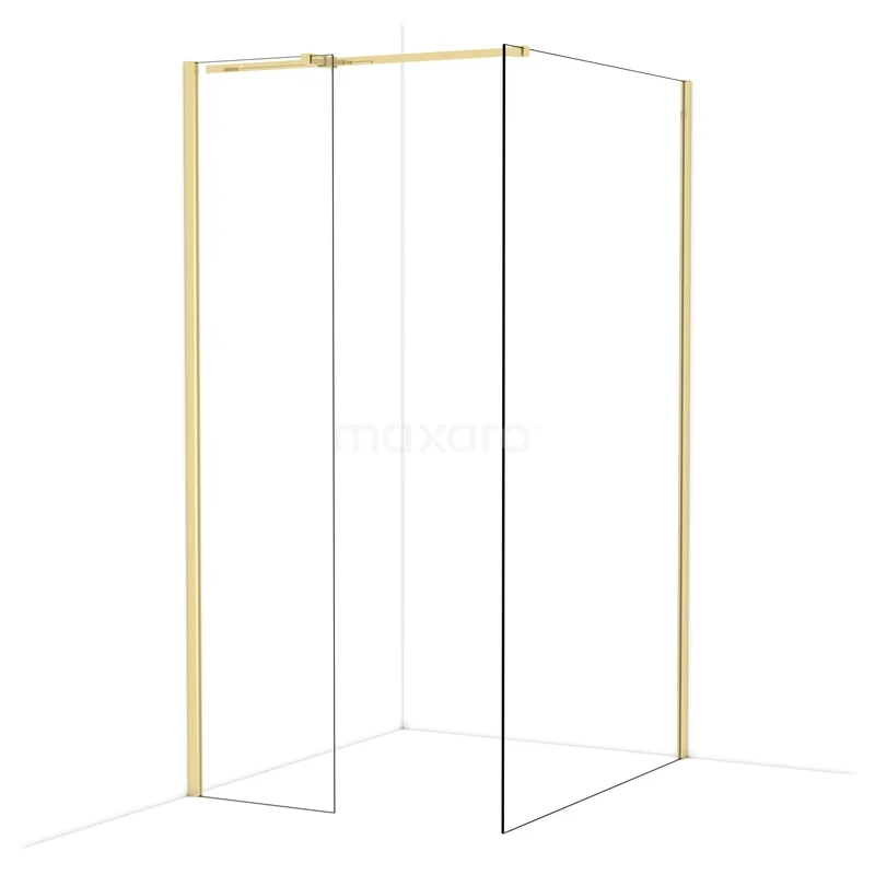 Begehbare Duschen IDB0512310GLG Goldene Aluminium-Duschwand mit minimalistischem Design, geeignet für eine moderne Badezimmergestaltung.