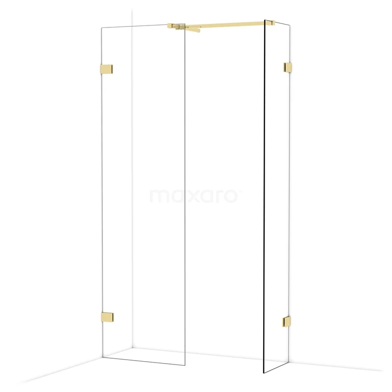 Begehbare Duschen IDB0604520GLG Glas Duschwand mit Gold Details, modernes Design, ideal für ein luxuriöses Badezimmerinterieur.