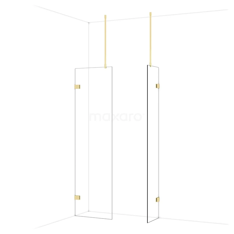 Diamond Walk-in shower | 60x40 cm Glanzend lichtgoud Clear glass 2 fixed walls IDB0604920GLG Diamond Walk-in shower | 60x40 cm Glanzend lichtgoud Clear glass 2 fixed walls IDB0604920GLG