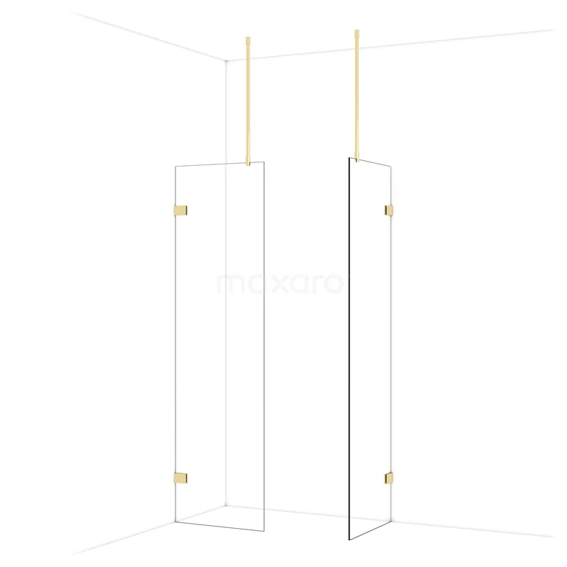 Begehbare Duschen IDB0606920GLG Glasene Duschwand mit goldenen Scharnieren, minimalistisches Design, perfekt für einen modernen Badezimmerstil.