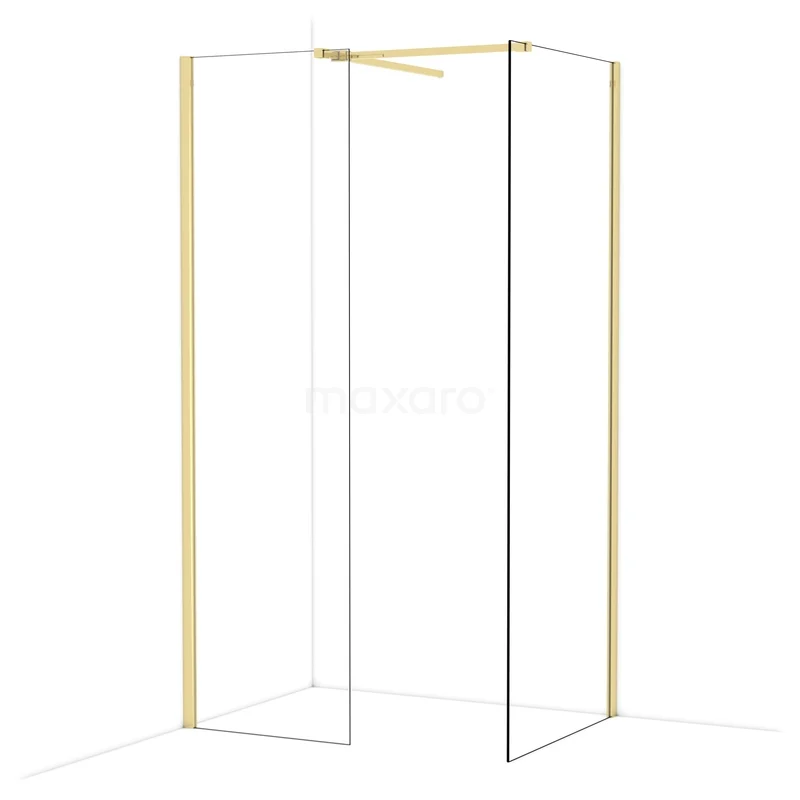 Begehbare Duschen IDB0608510GLG Goldene Duschwand mit minimalistischem Design, stilvollen Glasplatten und schlankem Rahmen, perfekt für ein modernes Badezimmer.