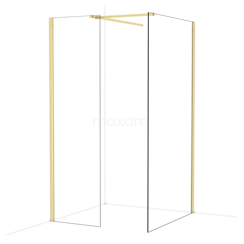 Begehbare Duschen IDB0611510GLG Duschwand mit goldfarbenem Rahmen, Eckaufstellung, Klarglas; zeitgemäße Badezimmerlösung für ein luxuriöses Erscheinungsbild.