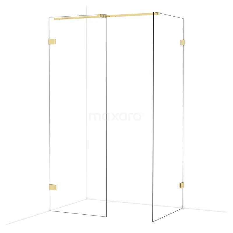 Diamond Walk-in shower | 80x70 cm Glanzend lichtgoud Clear glass 2 fixed walls IDB0708320GLG Diamond Walk-in shower | 80x70 cm Glanzend lichtgoud Clear glass 2 fixed walls IDB0708320GLG