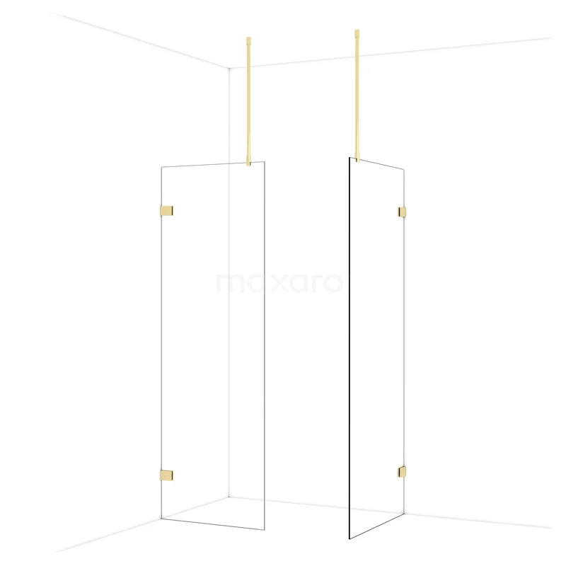 Begehbare Duschen IDB0708920GLG Glas Duschwand mit Goldakzenten, minimalistisches Design, ideal für eine luxuriöse Ausstrahlung im Badezimmer.