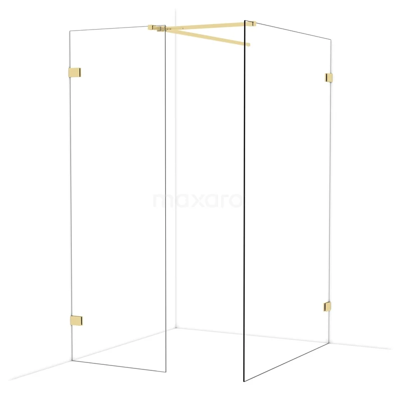 Diamond Walk-in shower | 130x70 cm Glanzend lichtgoud Clear glass 2 fixed walls IDB0713520GLG Diamond Walk-in shower | 130x70 cm Glanzend lichtgoud Clear glass 2 fixed walls IDB0713520GLG
