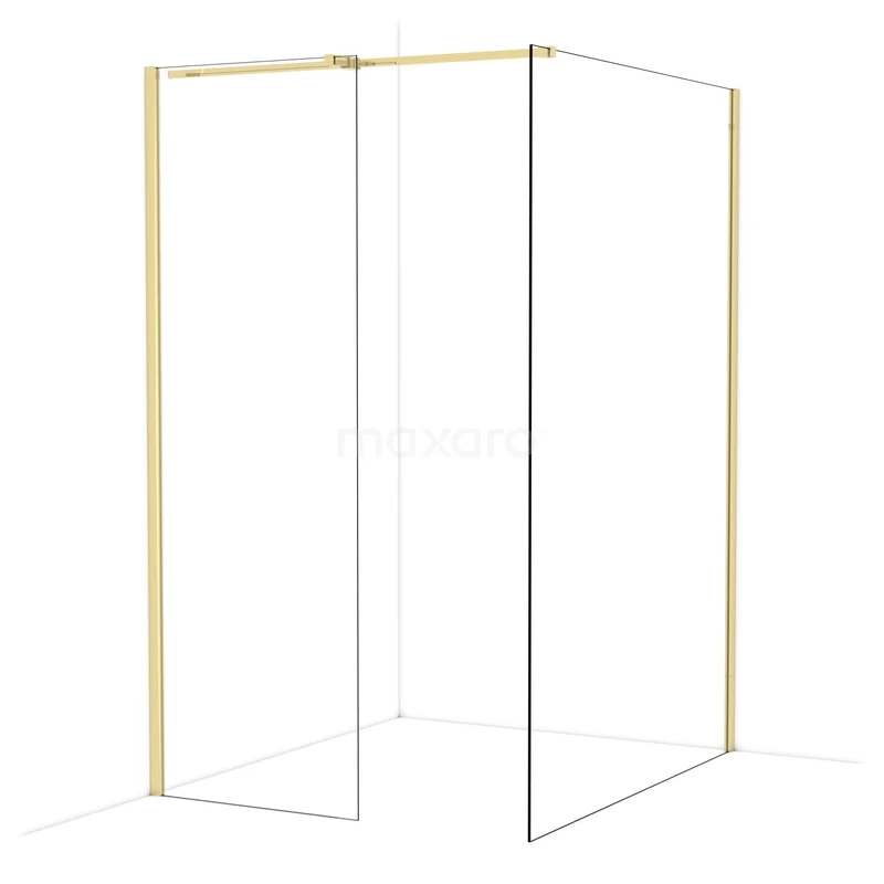 Diamond Walk-in shower | 140x70 cm Glanzend lichtgoud Clear glass 2 fixed walls IDB0714310GLG Diamond Walk-in shower | 140x70 cm Glanzend lichtgoud Clear glass 2 fixed walls IDB0714310GLG