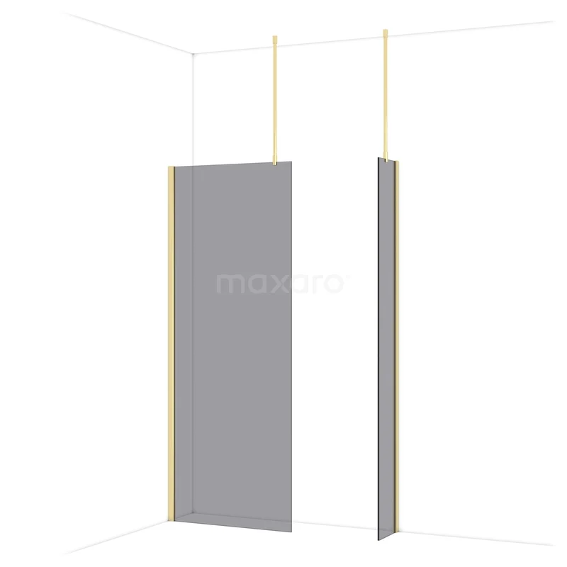 Diamond Walk-in shower | 80x30 cm Glanzend lichtgoud Smoke glass 2 fixed walls IDB0803911GLG Diamond Walk-in shower | 80x30 cm Glanzend lichtgoud Smoke glass 2 fixed walls IDB0803911GLG