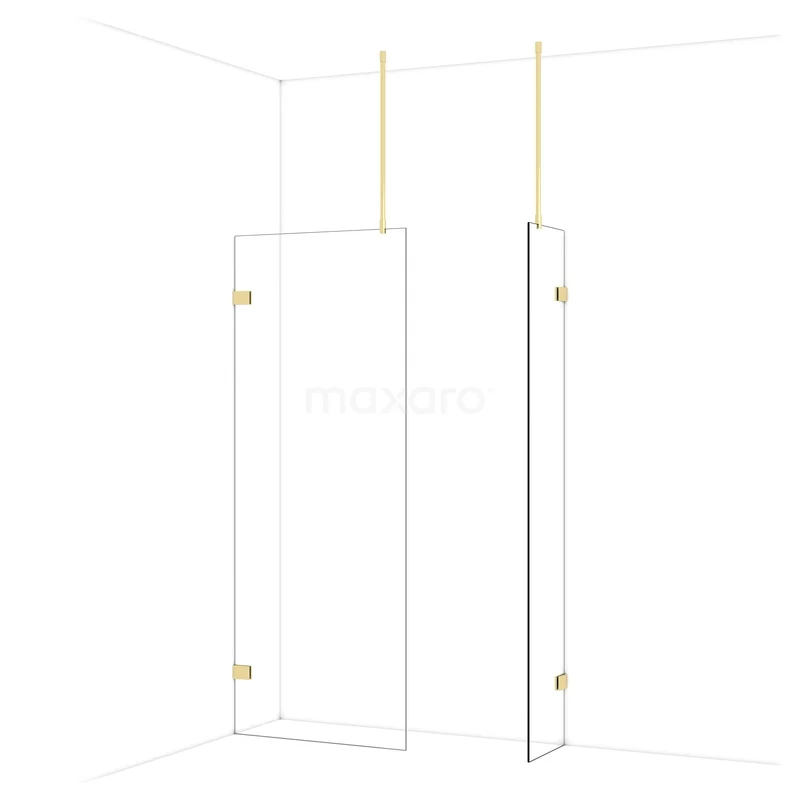 Diamond Walk-in shower | 80x40 cm Glanzend lichtgoud Clear glass 2 fixed walls IDB0804920GLG Diamond Walk-in shower | 80x40 cm Glanzend lichtgoud Clear glass 2 fixed walls IDB0804920GLG