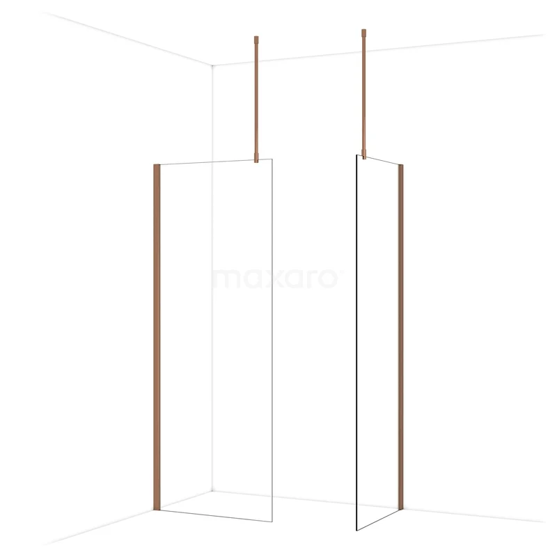 Begehbare Duschen IDB0807910GKP Minimalistische Glas-Duschwand mit Eckaufstellung, schlanken Profilen und rahmenlosem Design, ideal für ein modernes Badezimmer.