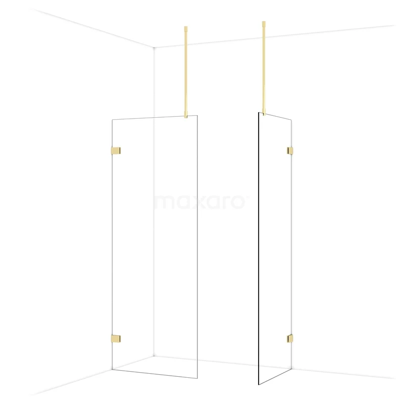 Diamond Walk-in shower | 80x70 cm Glanzend lichtgoud Clear glass 2 fixed walls IDB0807920GLG Diamond Walk-in shower | 80x70 cm Glanzend lichtgoud Clear glass 2 fixed walls IDB0807920GLG