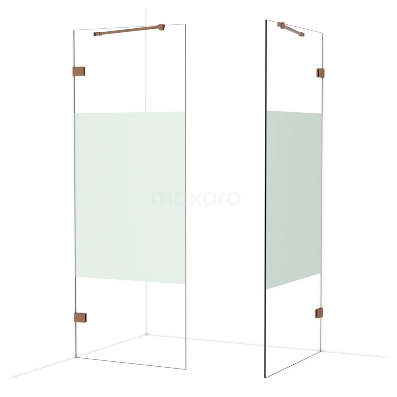 Begehbare Duschen IDB0809423GKP Duschwand mit transparentem Glas, Matt Weiß Mittelstück und kupferfarbenen Scharnieren, modernes Design für das Badezimmer.