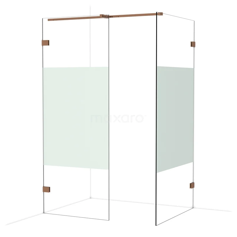 Diamond Walk-in shower | 100x80 cm Glanzend koper Clear with matt strip 2 fixed walls IDB0810323GKP Diamond Walk-in shower | 100x80 cm Glanzend koper Clear with matt strip 2 fixed walls IDB0810323GKP