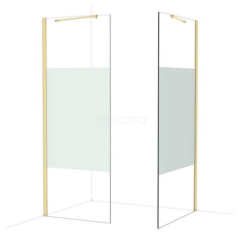 Diamond Walk-in shower | 100x80 cm Glanzend lichtgoud Clear with matt strip 2 fixed walls IDB0810413GLG Diamond Walk-in shower | 100x80 cm Glanzend lichtgoud Clear with matt strip 2 fixed walls IDB0810413GLG
