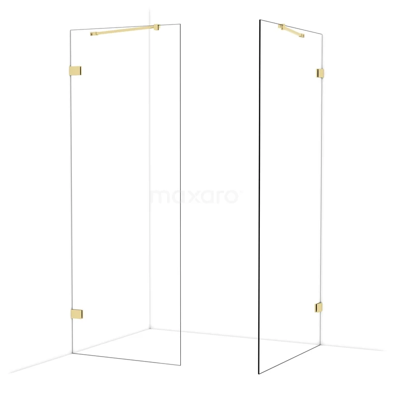 Diamond Inloopdouche | 100x80 cm Glanzend lichtgoud Helder glas 2 vaste wanden IDB0810420GLG Diamond Inloopdouche | 100x80 cm Glanzend lichtgoud Helder glas 2 vaste wanden IDB0810420GLG