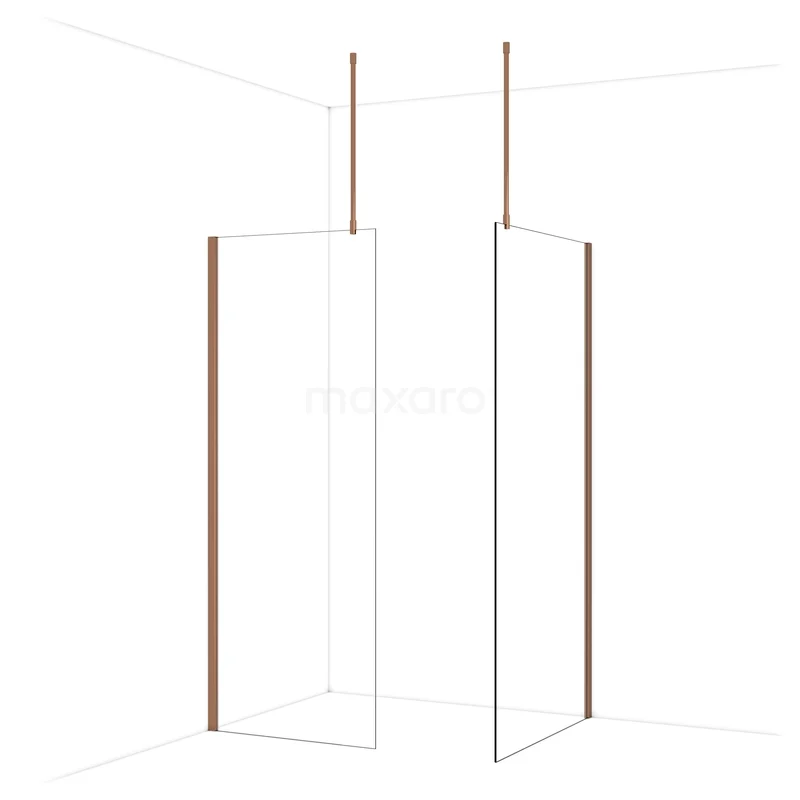 Begehbare Duschen IDB0810910GKP Duschwand Decci Cube Glas mit weißen und kupferfarbenen Akzenten, elegantes Design für moderne Bäder.