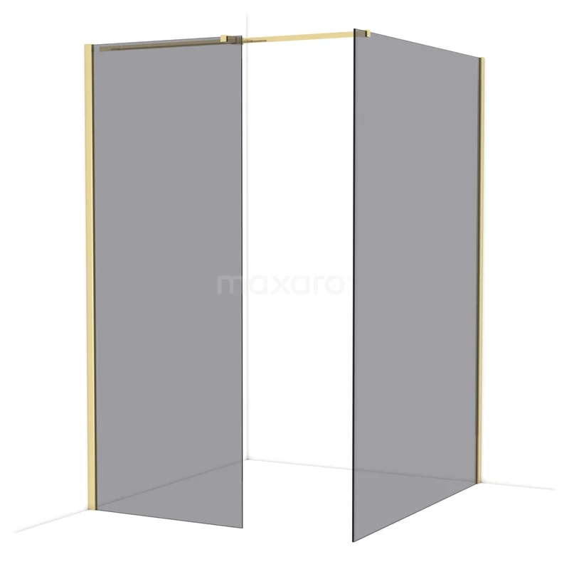 Diamond Inloopdouche | 140x80 cm Glanzend lichtgoud Rookglas 2 vaste wanden IDB0814311GLG Diamond Inloopdouche | 140x80 cm Glanzend lichtgoud Rookglas 2 vaste wanden IDB0814311GLG