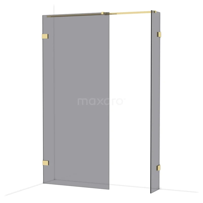 Diamond Walk-in shower | 90x30 cm Glanzend lichtgoud Smoke glass 2 fixed walls IDB0903321GLG Diamond Walk-in shower | 90x30 cm Glanzend lichtgoud Smoke glass 2 fixed walls IDB0903321GLG