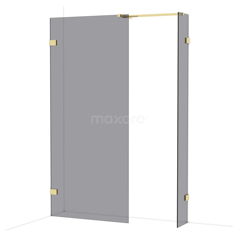 Diamond Walk-in shower | 90x30 cm Glanzend lichtgoud Smoke glass 2 fixed walls IDB0903521GLG Diamond Walk-in shower | 90x30 cm Glanzend lichtgoud Smoke glass 2 fixed walls IDB0903521GLG