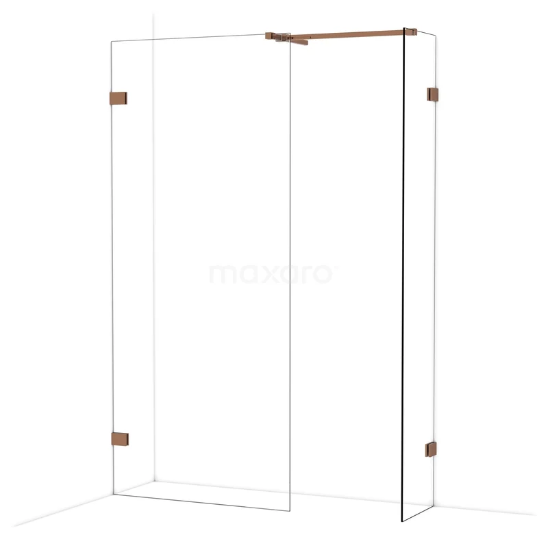 Diamond Walk-in shower | 90x40 cm Glanzend koper Clear glass 2 fixed walls IDB0904520GKP Diamond Walk-in shower | 90x40 cm Glanzend koper Clear glass 2 fixed walls IDB0904520GKP