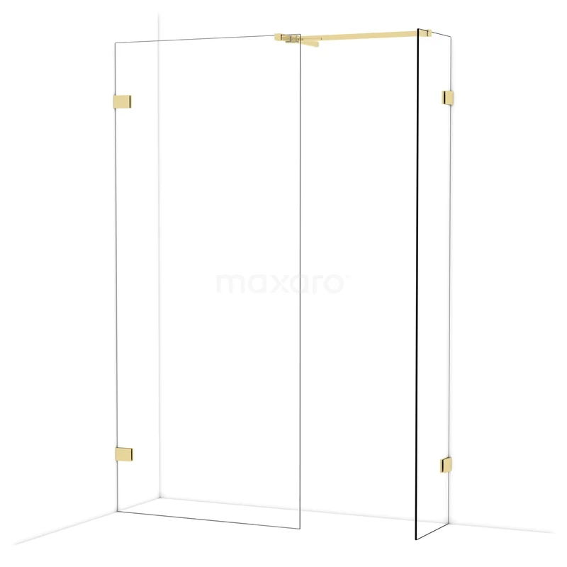 Diamond Walk-in shower | 90x40 cm Glanzend lichtgoud Clear glass 2 fixed walls IDB0904520GLG Diamond Walk-in shower | 90x40 cm Glanzend lichtgoud Clear glass 2 fixed walls IDB0904520GLG