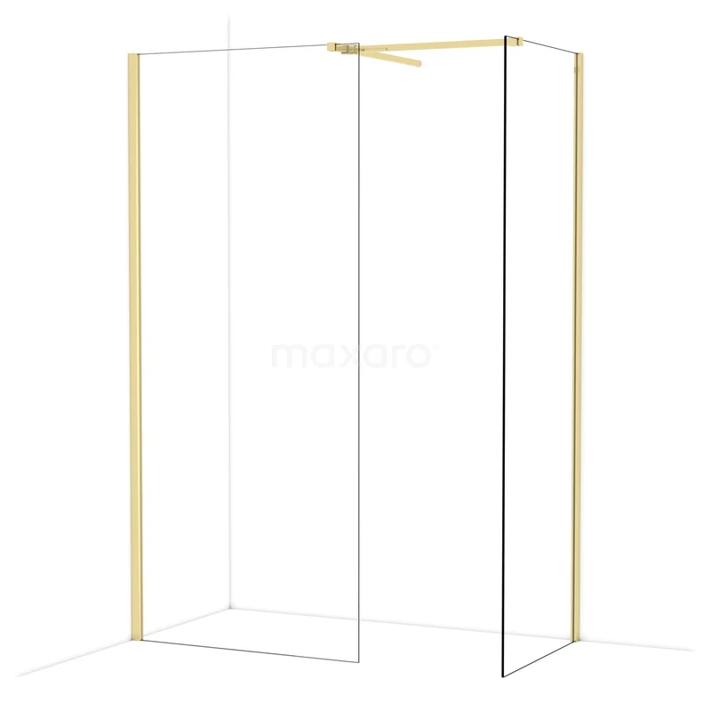Diamond Walk-in shower | 90x70 cm Glanzend lichtgoud Clear glass 2 fixed walls IDB0907510GLG Diamond Walk-in shower | 90x70 cm Glanzend lichtgoud Clear glass 2 fixed walls IDB0907510GLG