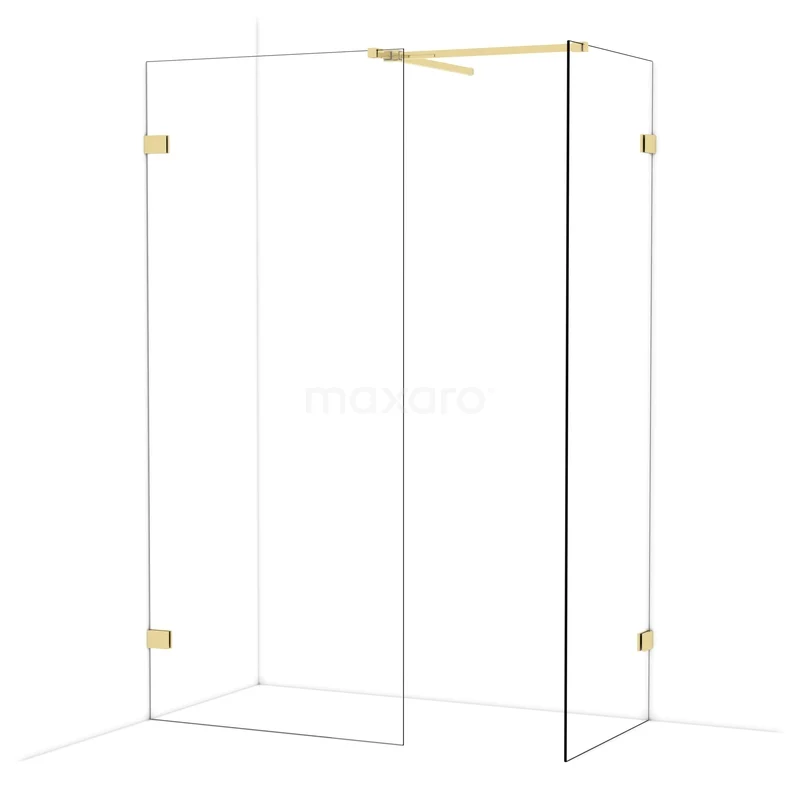 Begehbare Duschen IDB0907520GLG Luxe Glas Duschwand mit goldfarbenen Details, modernes Design, perfekt für eine stilvolle Badezimmergestaltung.