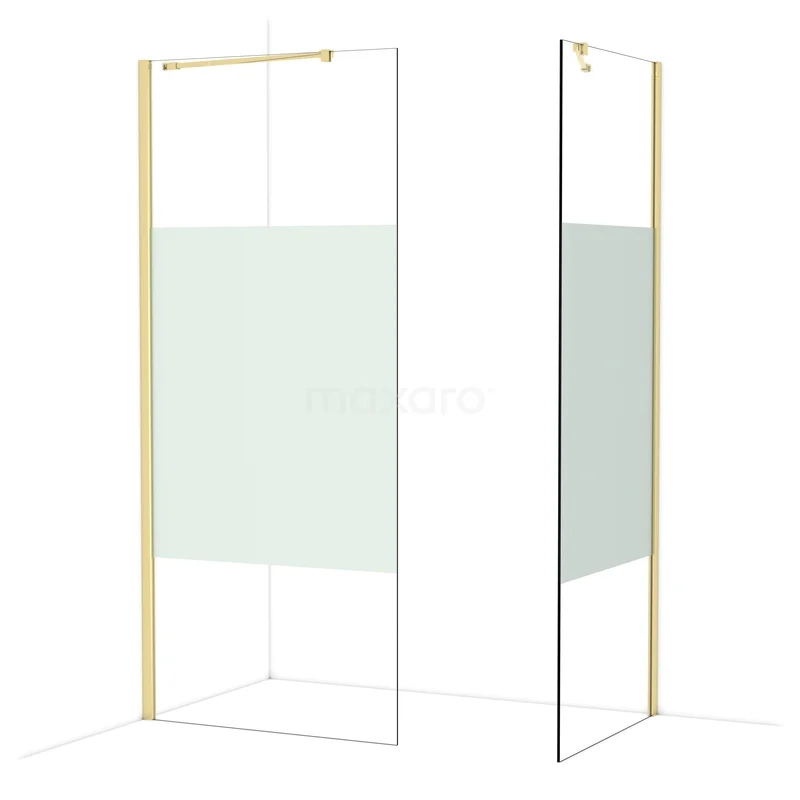 Diamond Walk-in shower | 90x80 cm Glanzend lichtgoud Clear with matt strip 2 fixed walls IDB0908413GLG Diamond Walk-in shower | 90x80 cm Glanzend lichtgoud Clear with matt strip 2 fixed walls IDB0908413GLG