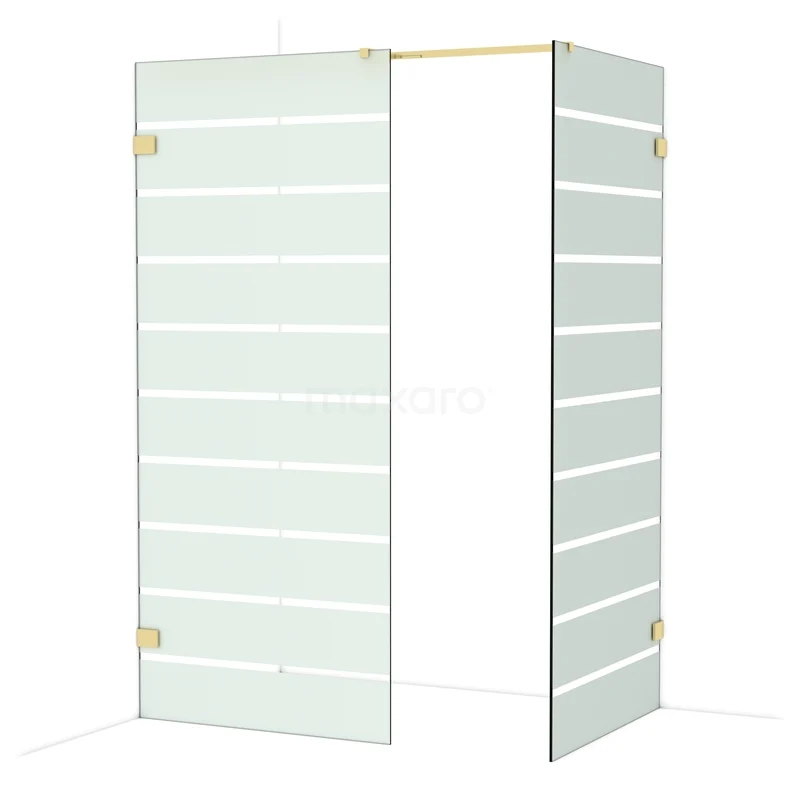 Diamond Walk-in shower | 90x90 cm Glanzend lichtgoud Clear with matt stripes 2 fixed walls IDB0909326GLG Diamond Walk-in shower | 90x90 cm Glanzend lichtgoud Clear with matt stripes 2 fixed walls IDB0909326GLG