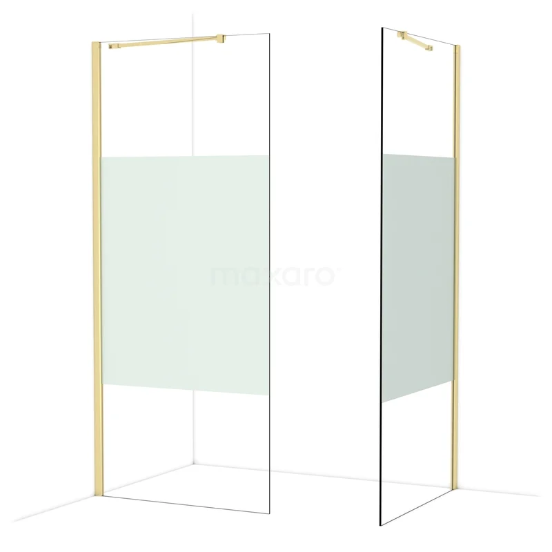 Begehbare Duschen IDB0909413GLG Glas Duschwand mit goldfarbenem Rahmen, modernes und minimalistisches Design, ideal für ein stilvolles Badezimmer.
