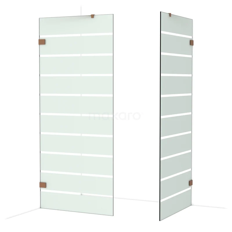 Diamond Inloopdouche | 90x90 cm Glanzend koper Helder met matte strepen 2 vaste wanden IDB0909426GKP Diamond Inloopdouche | 90x90 cm Glanzend koper Helder met matte strepen 2 vaste wanden IDB0909426GKP