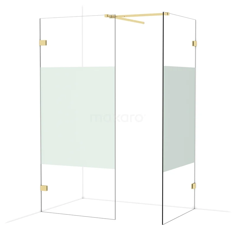 Diamond Walk-in shower | 90x90 cm Glanzend lichtgoud Clear with matt strip 2 fixed walls IDB0909523GLG Diamond Walk-in shower | 90x90 cm Glanzend lichtgoud Clear with matt strip 2 fixed walls IDB0909523GLG